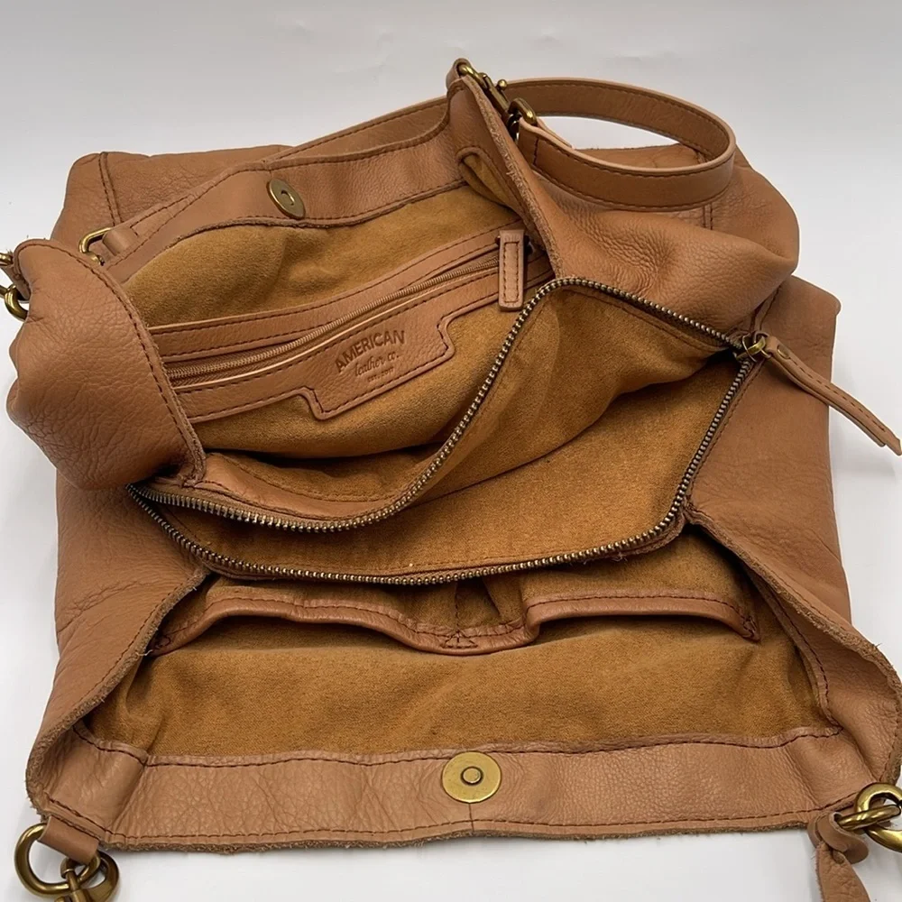 American Leather Co. Shoulder Bag - Caramel Brown 100% Leather - Double Straps - Picture 15 of 16